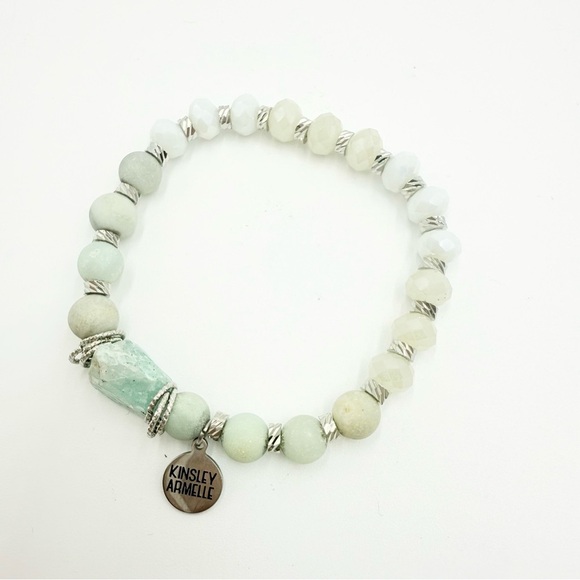 Kinsley Armelle Natural Amazonite Elegant Beaded Bracelet with Silver Accents - Picture 5 of 5